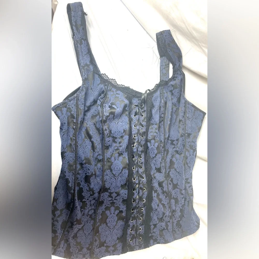 Vintage tripp 2x Victorian corset in blue and black vintage torrid plus size - Picture 10 of 10